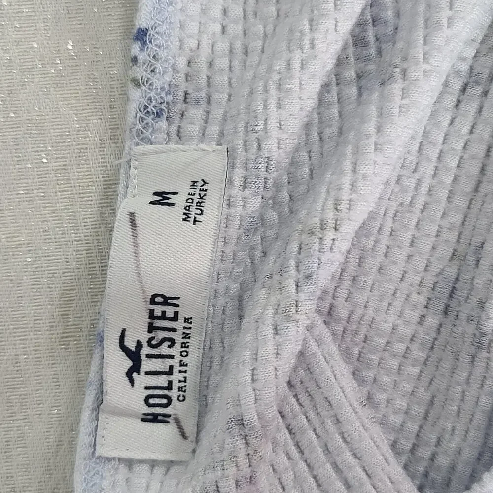 Hollister women's crop top baby blue floral Size Medium Cottagecore Fairy grunge - Picture 7 of 9